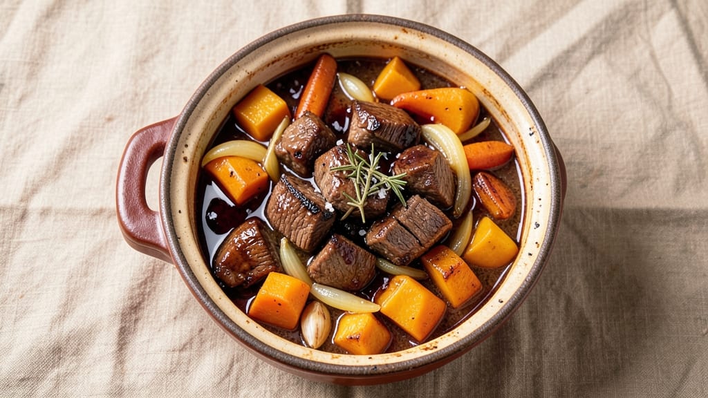 Beef and Butternut Squash Stew Recipe: Deep Umami Braise With Velvety Squash Ribbons