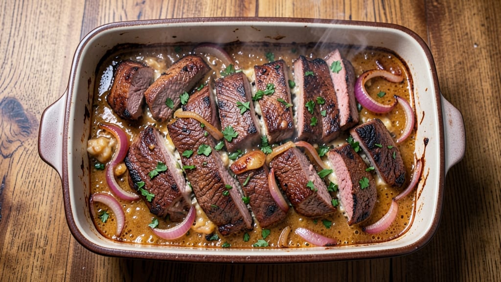 Beef and Onion Casserole Recipe: Crispy Top, Melty Cheese Layers