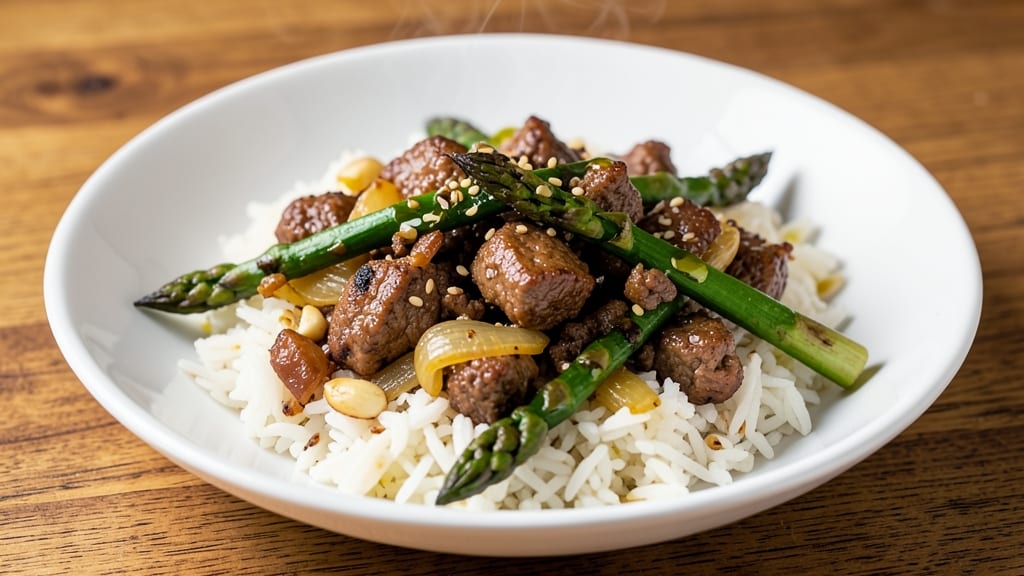 Asparagus Ground Beef Rice Recipe: One-Pan Savory Balance With Crispy Veggies