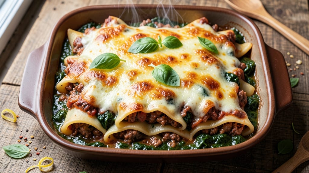 Beef and Spinach Manicotti Recipe: Cheesy Layers With Silky Ricotta Filling