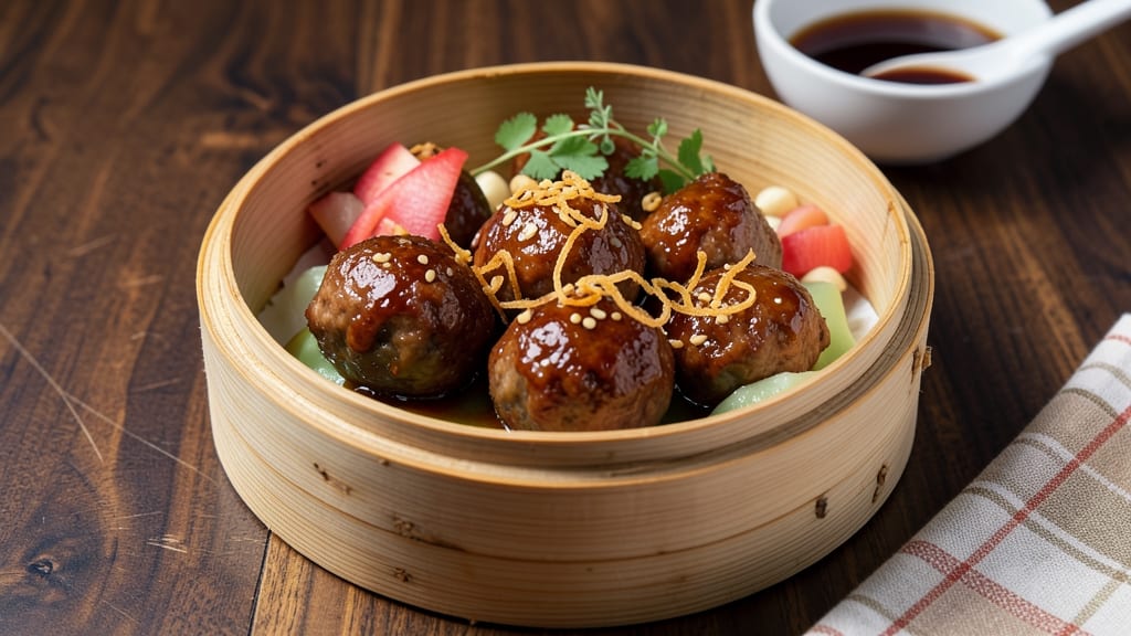 Beef Ball Dim Sum Recipe: Steamed Pork Balls With Silky Soy-Ginger Gloss