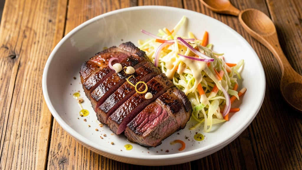 Beef and Coleslaw Recipe: Juicy Steak with Crunchy Cabbage Bites