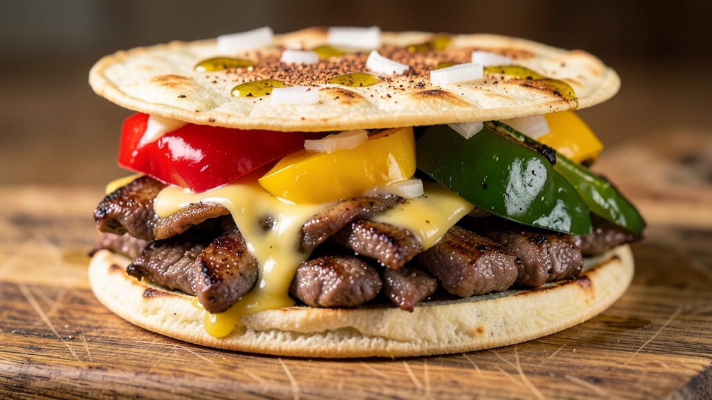 Beef and Pepper Sandwich Recipe: Crispy Tortilla Crunch With Melted Cheese Rivers