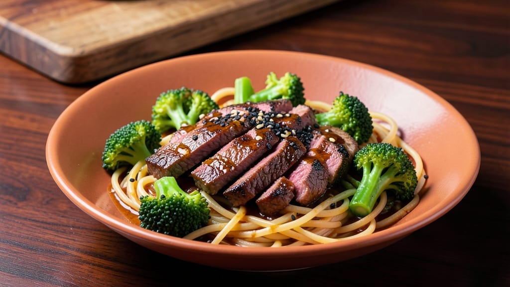 Beef and Broccoli Pasta Recipe: Chewy Noodles With Silky Soy-Ginger Beef