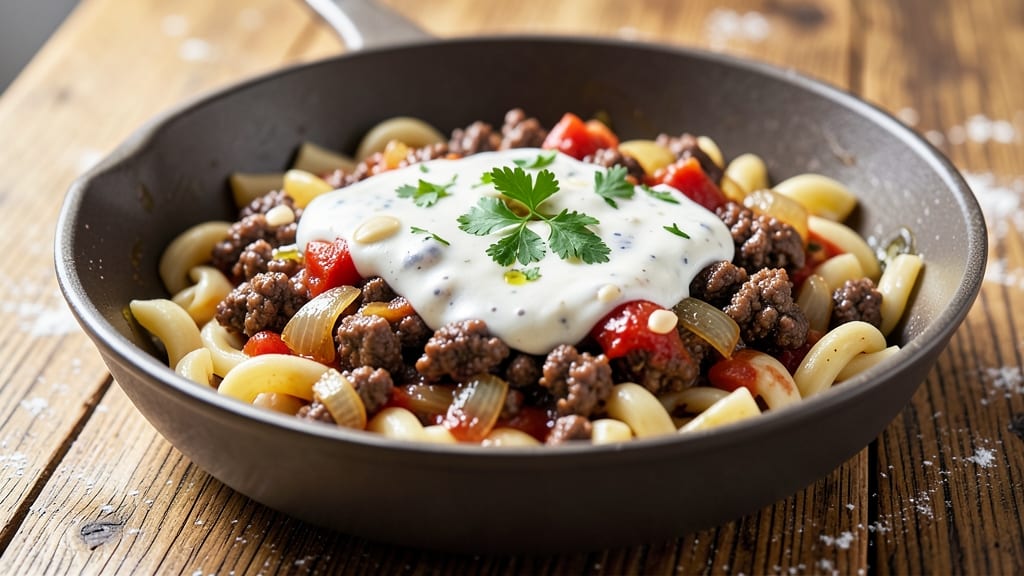 Beef Baked Pasta Recipe: Cheesy Fondue-Style Skillet With Crispy Top