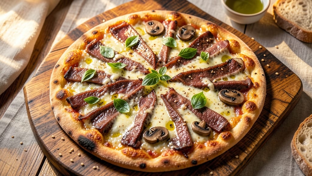 Beef and Mushroom Pizza Recipe: Umami-Packed Dough Topped With Melty Cheese Rivers