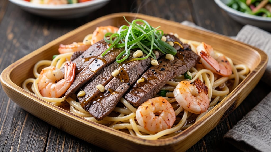 Beef and Shrimp Yakamein Recipe: Bold Wok Fired Noodles With Fragrant Garlic and Chili Heat
