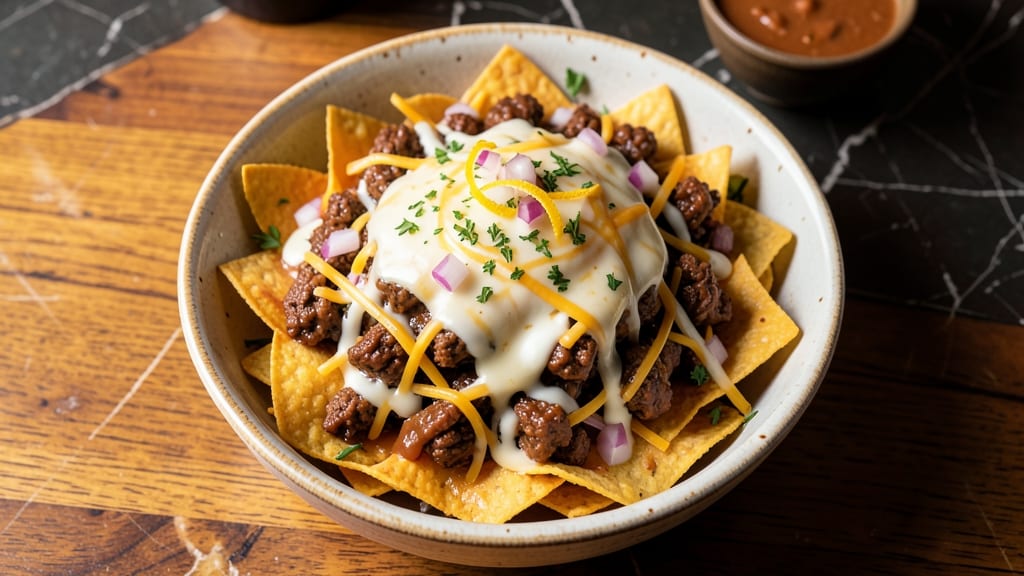 Applebee's Neighborhood Beef Nachos Recipe: Crispy Tortilla Stacks Loaded With Melted Cheese Rivers