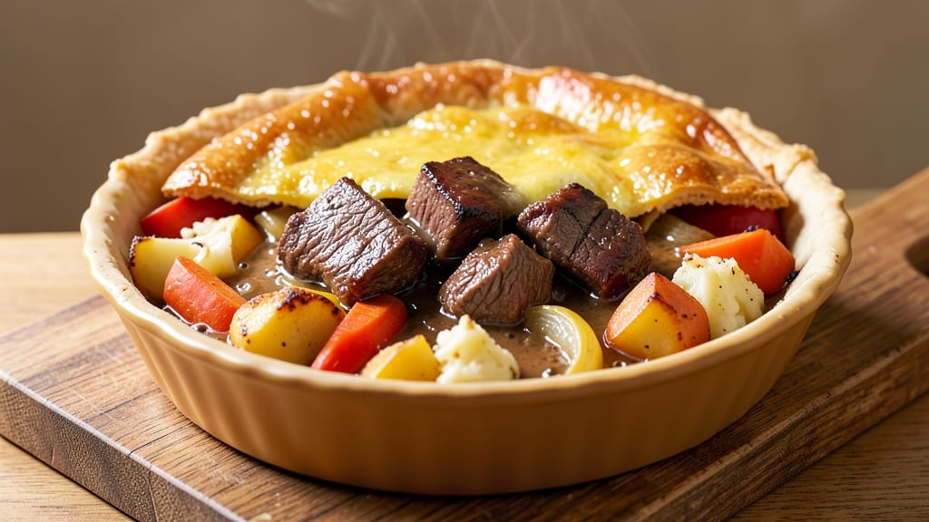 Beef and Vegetable Pie Recipe: Flaky Crust Encasing Hearty Filling